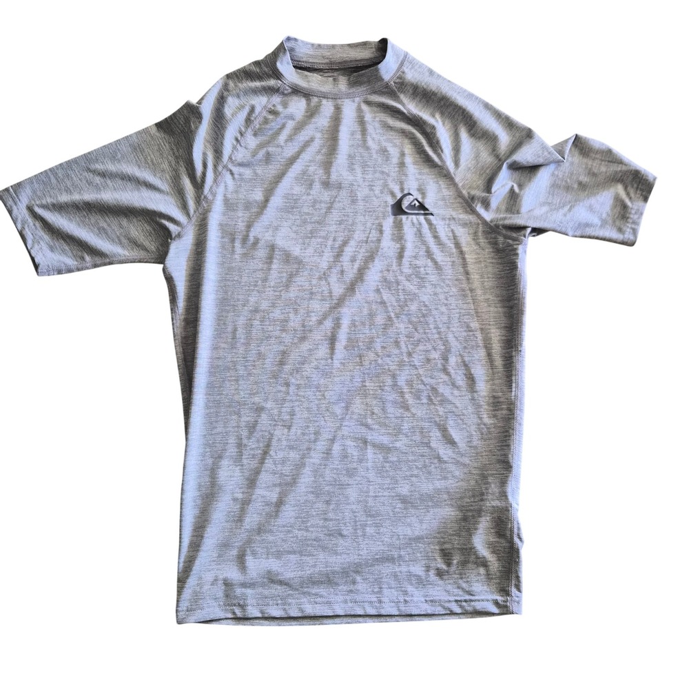 Quiksilver Mens Grey Heather Short Sleeve Rash Guard Swim Shirt Size Large